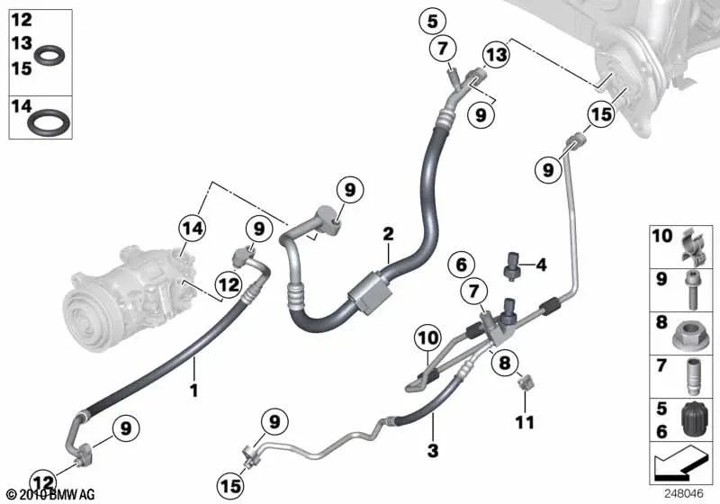 Kompressor-Kondenser-Druckrohr für BMW F20, F21, F22, F30, F31, F34, F32, F33, F36 (OEM 64539212082). Original BMW
