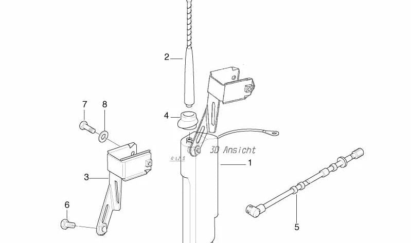 Tuelle de Antena de Varilla Corta para BMW Serie 3 E36 (OEM 65218362369). Original BMW