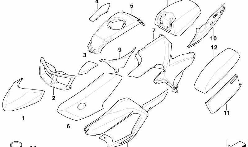 Carcasa lateral trasera izquierda OEM 46637692897 para BMW Motorrad R 1200 RT (RK26) y R 900 RT (RK26) modelos 2004-2014. Pieza original BMW Motorrad.