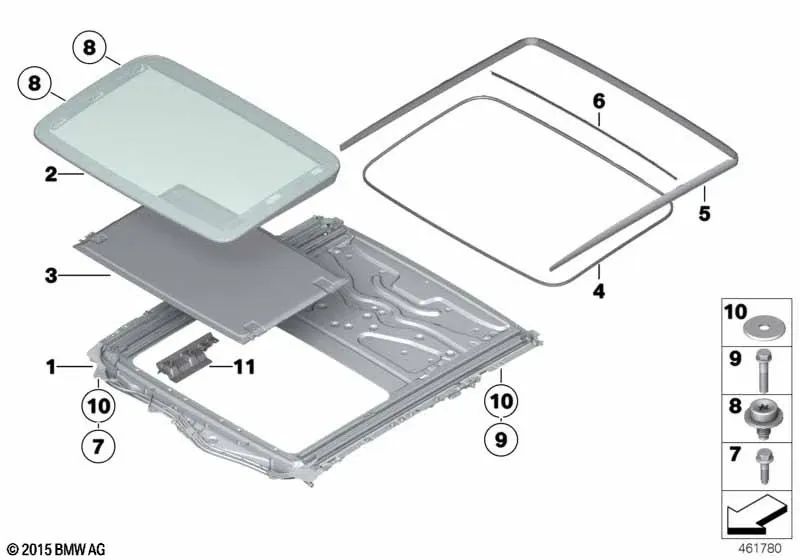 Schwebehimmel for BMW 7 Series F01, F02, F04 (OEM 54107209206). Genuine BMW.