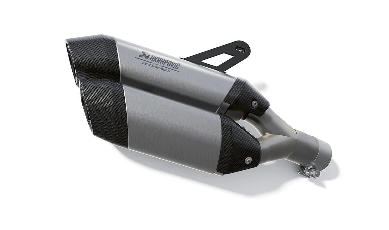 Silenciador traseiro duplo OEM 77115A82FC2 para motocicletas BMW R 1300 GS (KA1), R 1300 GS Adventure (KA2). Originais BMW Motorrad.