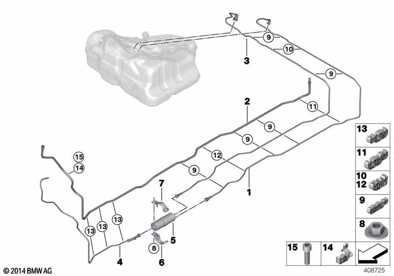 Quad cable clip for BMW F07, F10, F11, F18, F06, F12, F13, F01, F02, F04 (OEM 16127223590). Genuine BMW