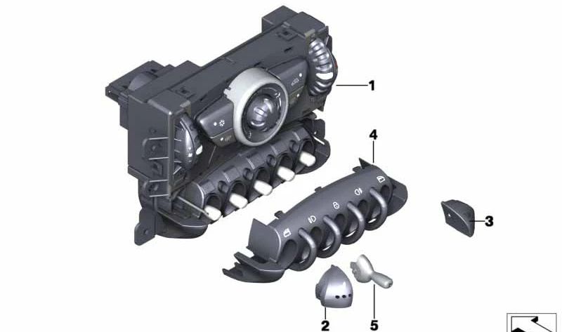 Switch Embellient OEM 64119806858 for Mini R60 {Cooper, Cooper All4, Diesel DXD}. Compatible with models from 2010 to 2016. Original Mini piece.