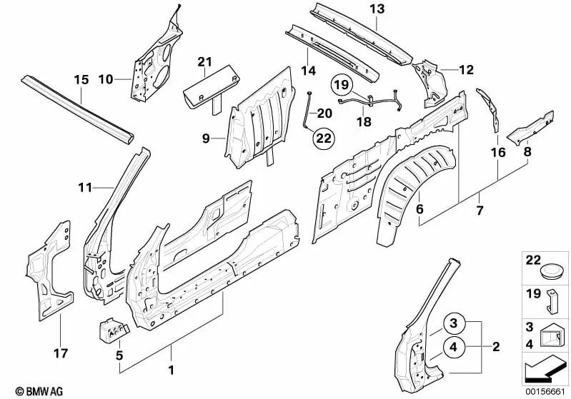 Refuerzo columna B interior izquierda para BMW E64, E64N (OEM 41217127397). Original BMW.