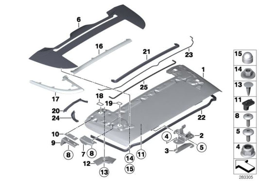 Moulure de collecteur d'eau gauche OEM 51177279519 pour BMW Série 6 F12, F13. Véritable BMW.