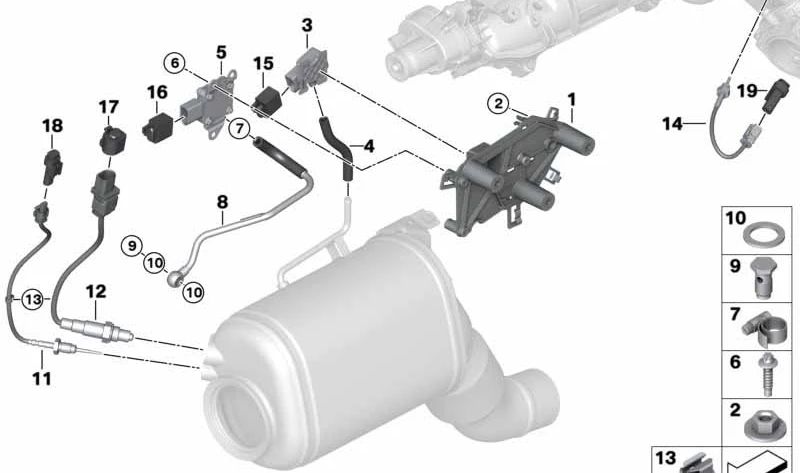 Soporte sensor OEM 13627805604 para BMW F07, F10, F11, F01, E70, E71. Compatible con modelos 535d, 740d y variantes xDrive. Repuesto original BMW.