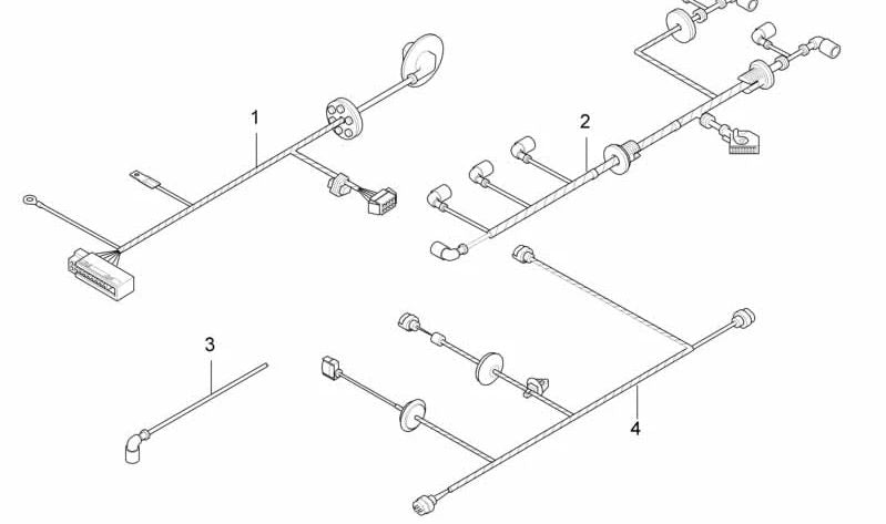 Front cover wiring harness with 2 OEM pulverization nozzles 61128362634 for BMW E38. Original BMW.