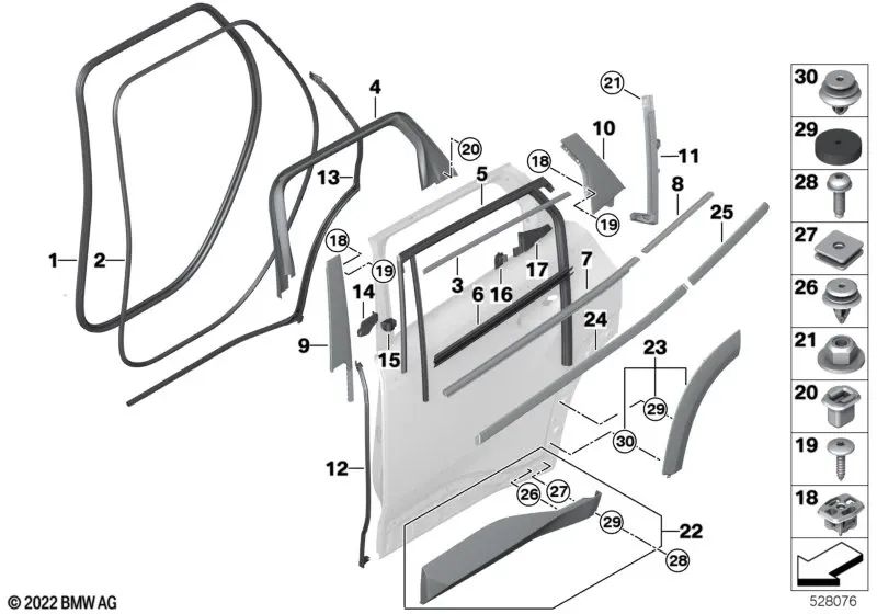 Rear right door moulding for BMW XM G09 (OEM 51219851026). Original BMW