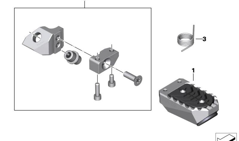 Reposapiés derecho OEM 46718405780 para BMW Motorrad R 1200 GS (2012-2018), R 1250 GS (2018-2023), R 1200 GS Adventure (2012-2018) y R 1250 GS Adventure (2018-2024). Original BMW Motorrad.