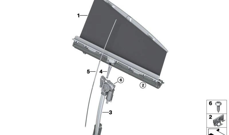 Persiana parasol puerta trasera derecha OEM 51427288148 para BMW F06. Original BMW.