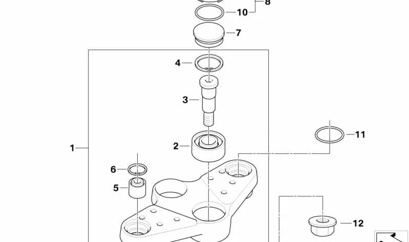 Obere Gabelbrücke OEM 31428528444 für BMW R1200RT, R900RT Motorräder. Original BMW Motorrad.