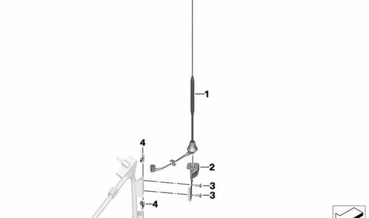 OEM antenna support 65218548503 for bmw R1200RT motorcycles, R1250RT. Original BMW Motorrad.