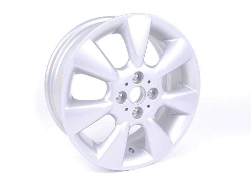 Llantas de aleación "7 Fin Spoke 92" OEM 36116763297 para MINI R50, R52, R53. Medida 6,5x13 ET48. Color plata. Original MINI. Apta para varios modelos con anclaje compatible.
