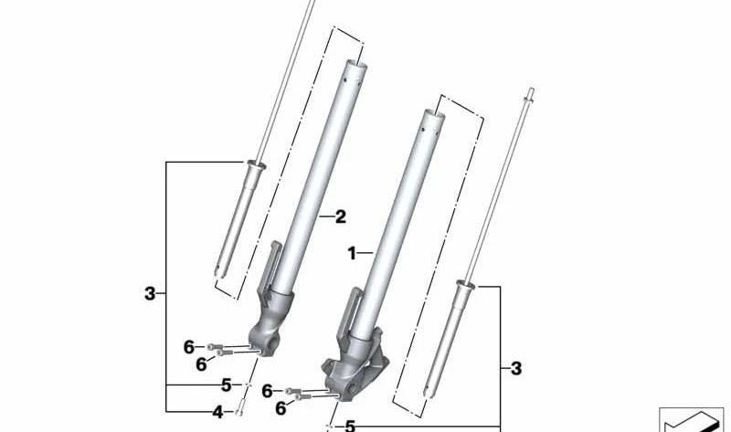 Tubo deslizante izquierdo OEM 31428566093 para BMW Motorrad G 310 R (GK03) modelos 2016–2026. Recambio original BMW Motorrad.