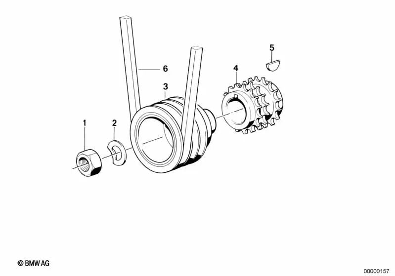 Rueda de cadena OEM 11211314759 para BMW E36 318iS Class 2 (1994), motor S14. Original BMW.