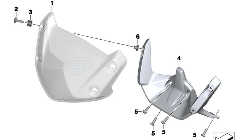 Soporte para parabrisas OEM 46638555087 para BMW Motorrad R1200GS (K50), R1200GS Adventure (K51), R1250GS, R1250GS Adventure. Original BMW Motorrad.