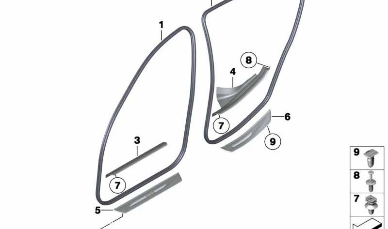 Embellecedor de entrada trasera derecha OEM 51478050048 para BMW F10. Original BMW.