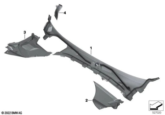 Left water gutter blender for BMW G70 (OEM 51719621483). Original BMW
