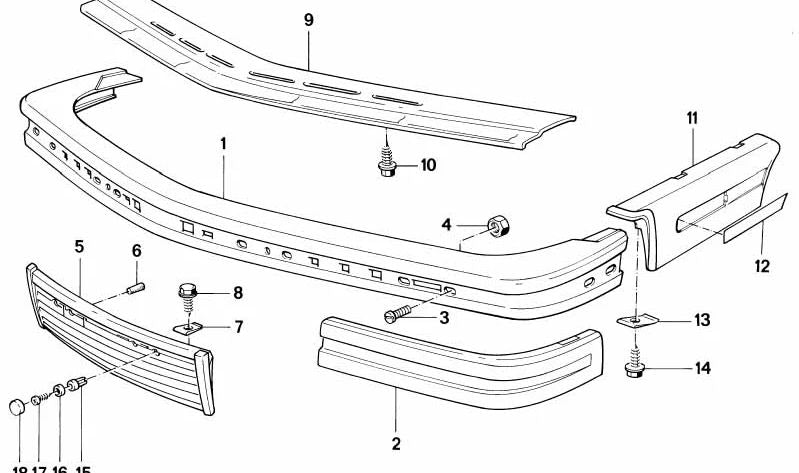 Front Left Bumper Trim for BMW 6 Series E24 (OEM 51111967373). Original BMW
