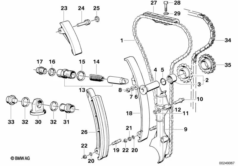Guía tensora para BMW E28, E24, E23 (OEM 11311307442). Original BMW