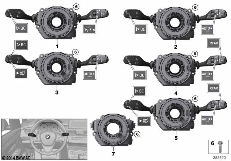 Unidad de interruptores árbol de dirección OEM 61316823663 para BMW X1 F48, X1 F48 LCI, X2 F39. Original BMW.