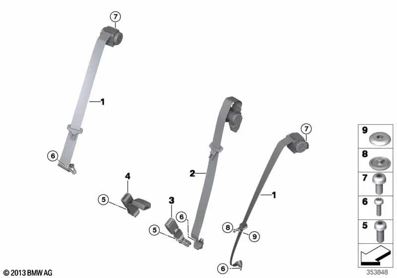 Obergurt trasero central para BMW X1 E84 (OEM 72112993602). Original BMW.