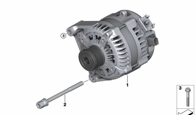 Generador 180A para BMW Serie 1 F20N, F21N, Serie 2 F22, F23, Serie 3 F30N, F31N, F34N, Serie 4 F32, F33, F36 (OEM 12318614276). Original BMW