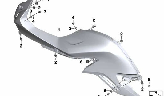 Parte lateral da carenagem direita OEM 46638528598 para motocicletas BMW F800GT, F800S, F800ST. Originais BMW Motorrad.