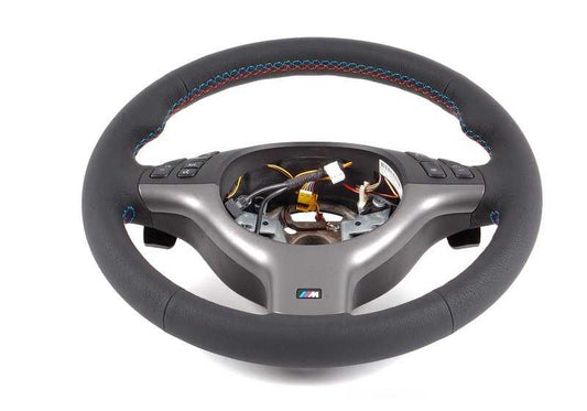 Volante de cuero M con airbag para cambio SMG OEM 32342282222 para BMW E46. Original BMW.