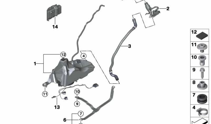 Embudo de llenado OEM 16197407245 para BMW F33, F36, F32, F30, F31, F34, G30, G31, G32, G11, G12, F10, F11, F07, F01, F02, F25, F26, G01, G02, G05, F15, F16, G07, G06. Original BMW.