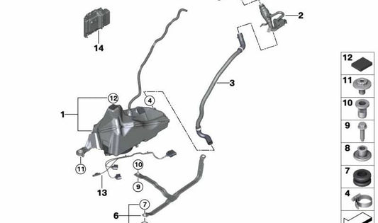SCR ADBLUE ACTIVE OEM 16197433648 for BMW F30, F31, F34, F32, F33, F36. Diesel anticontamination system. Original BMW piece.