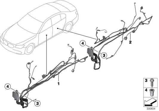 Cableado puerta izquierda OEM 61129237084 para BMW F10 y F11 (520d, 520i, Efficient Dynamics) 2010-2013. Original BMW.