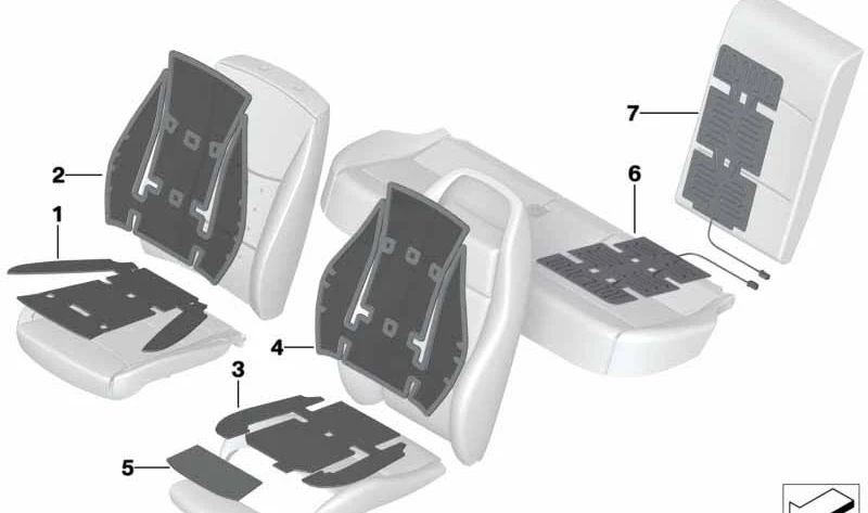Resistencia calefacción asiento base OEM 64117249279 para BMW F25 y F26 (X3, X4) {modelos: sDrive18d, sDrive20i} fabricados entre 2012 y 2017. Original BMW.