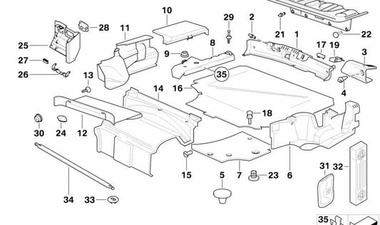 Medium gray trunk divisor panel 51478132639 for BMW E36. Original interior piece BMW.
