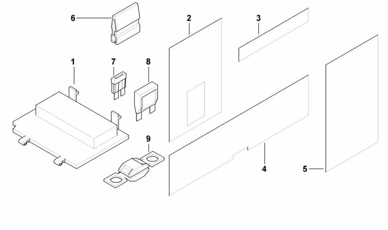 Etiqueta ubicación fusibles delanteros OEM 61138385513 para BMW E38 {725tds, 728i, 730d, 730i}. Original BMW.