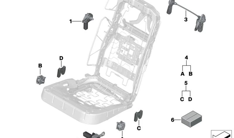 Motor ajuste reposacabezas asiento trasero OEM 52105A4A240 para BMW G70. Original BMW.