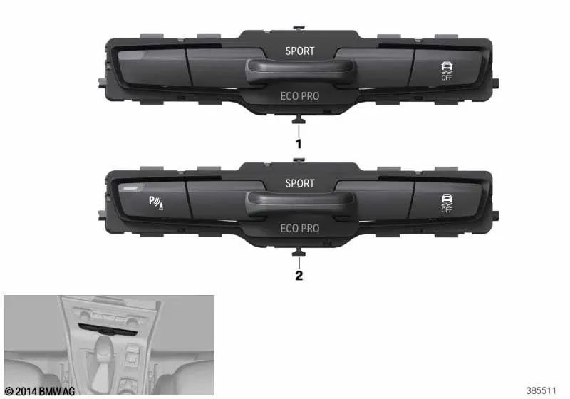 Conmutador elemento mando consola central OEM 61319323941 para BMW F45 Active Tourer, F46 Gran Tourer... y más. Original BMW.