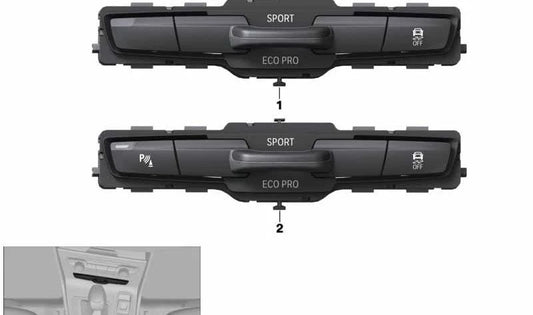 Interruptor unidad de control consola central OEM 61319323940 para BMW Serie 2 F45, F45N, F46, F46N. Original BMW.