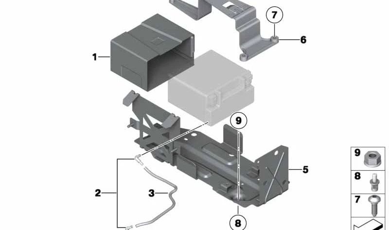 Soporte de batería OEM 61217606565 para BMW F10, F10N, F11. Pieza original BMW.