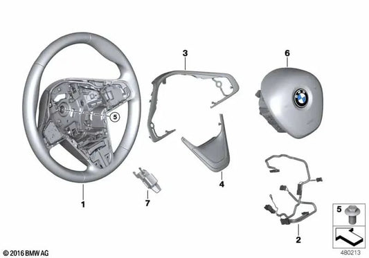 Volante esportivo de couro OEM 32306860357 para BMW Série 2 F45, F46, X1 F48, X2 F39... e muito mais. BMW genuíno.