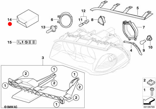 Kit di riparazione fari OEM 63126939207 per BMW X3 E83, X3 E83 LCI. BMW originale.