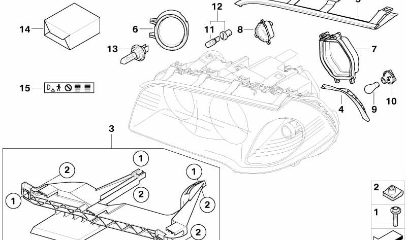 Junta de faro y capó del motor izquierdo OEM 63126939273 para BMW X3 E83, X3 E83 LCI. Original BMW.