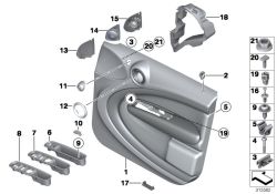 Revestimiento de puerta delantero izquierdo OEM 51419808657 para MINI Countryman R60 (2010-2016). Original MINI.