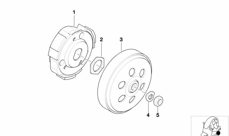 Embrague OEM 21007661522 para motos BMW C1 125. Original BMW Motorrad.