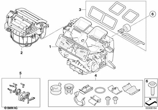 Leeres Heizungs-/Klimaanlagengehäuse OEM 64119136170 für BMW E81, E87, E90, E91, E92, E93, X1 E84... und mehr. Original BMW.