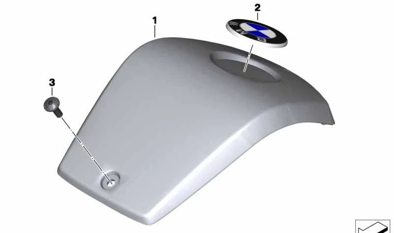 Tampa do guidão central 46637725008 para BMW Motorrad C 650 GT (K19) 2011-2015, cor Rohtel/em branco. BMW Motorrad original.