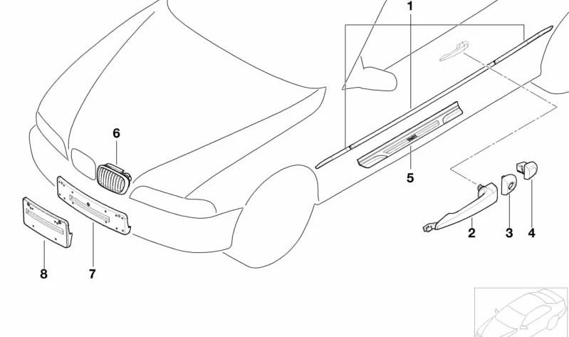 OEM 5121829623 Linkschromabdeckung für BMW 3 E46 (1998-2006). Original BMW.