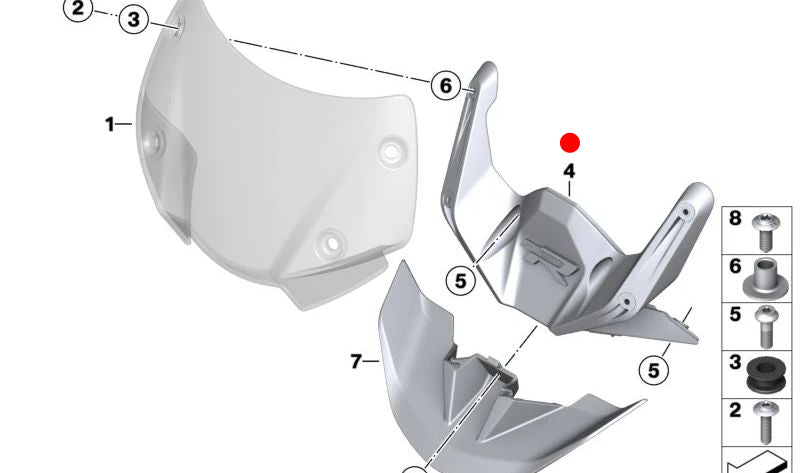 Suporte de pára-brisa OEM 46638382576 para BMW Motorrad R1250R, R1200R. Originais BMW Motorrad.