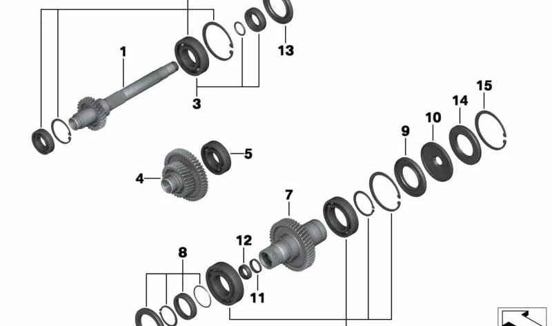 Eje de transmisión intermedio OEM 24218546638 para BMW Motorrad C 650 Sport (CK18) y C 650 GT (CK19). Compatible con modelos automáticos desde 10/2015 hasta 08/2020. Original BMW Motorrad.