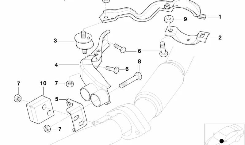 Soporte para catalizador OEM 18207785088 para BMW (Modelos compatibles: E38). Original BMW